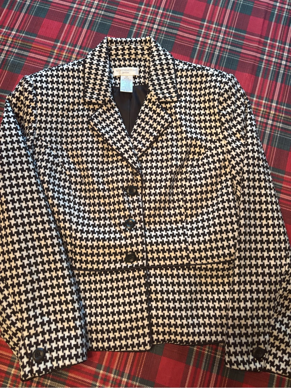Worthington Black & White Houndstooth Blazer